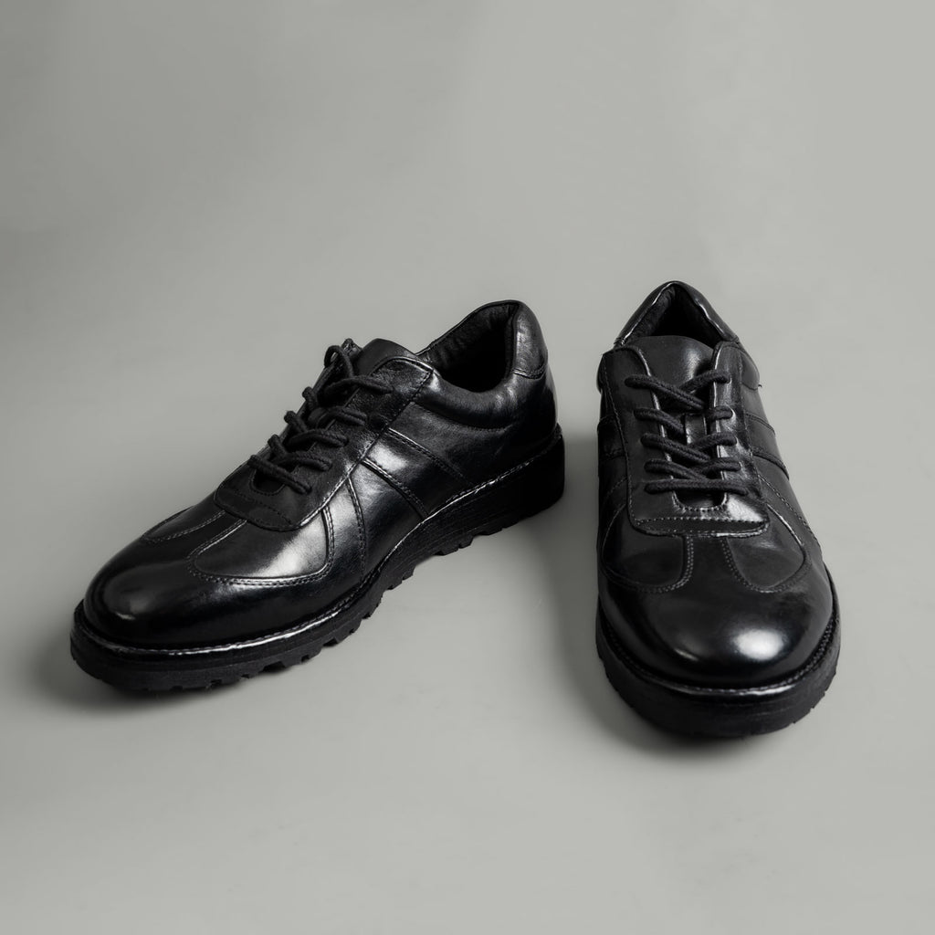 Washed Polished Leather Lug Sole Shoes