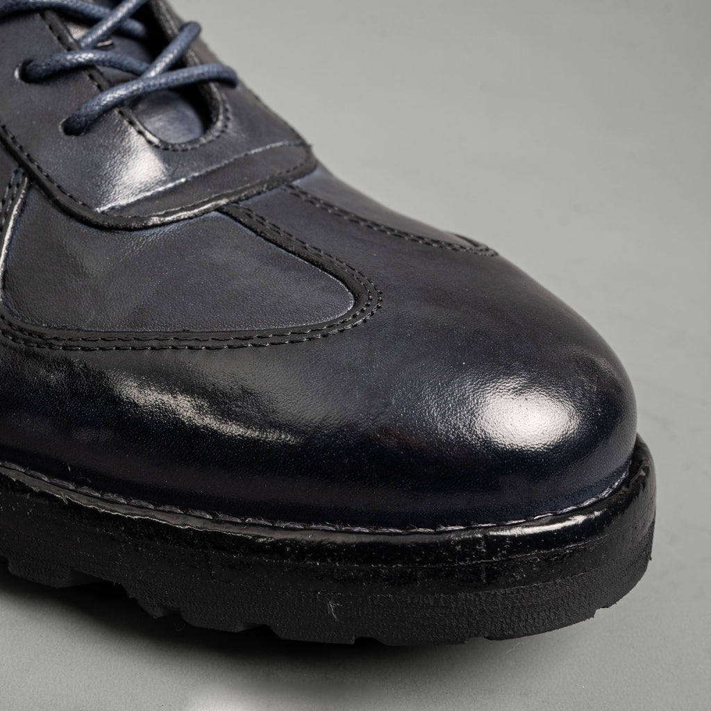 Washed Leather Lace-Up Shoes Ink Navy