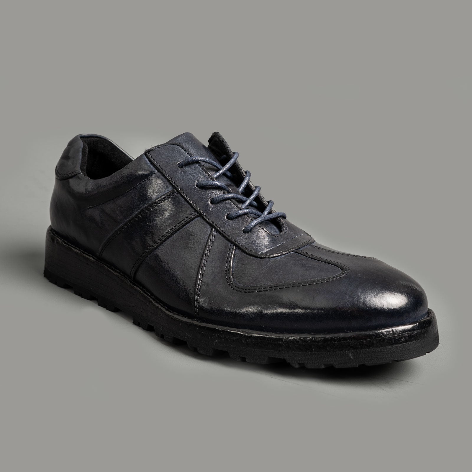 Washed Leather Lace-Up Shoes Ink Navy