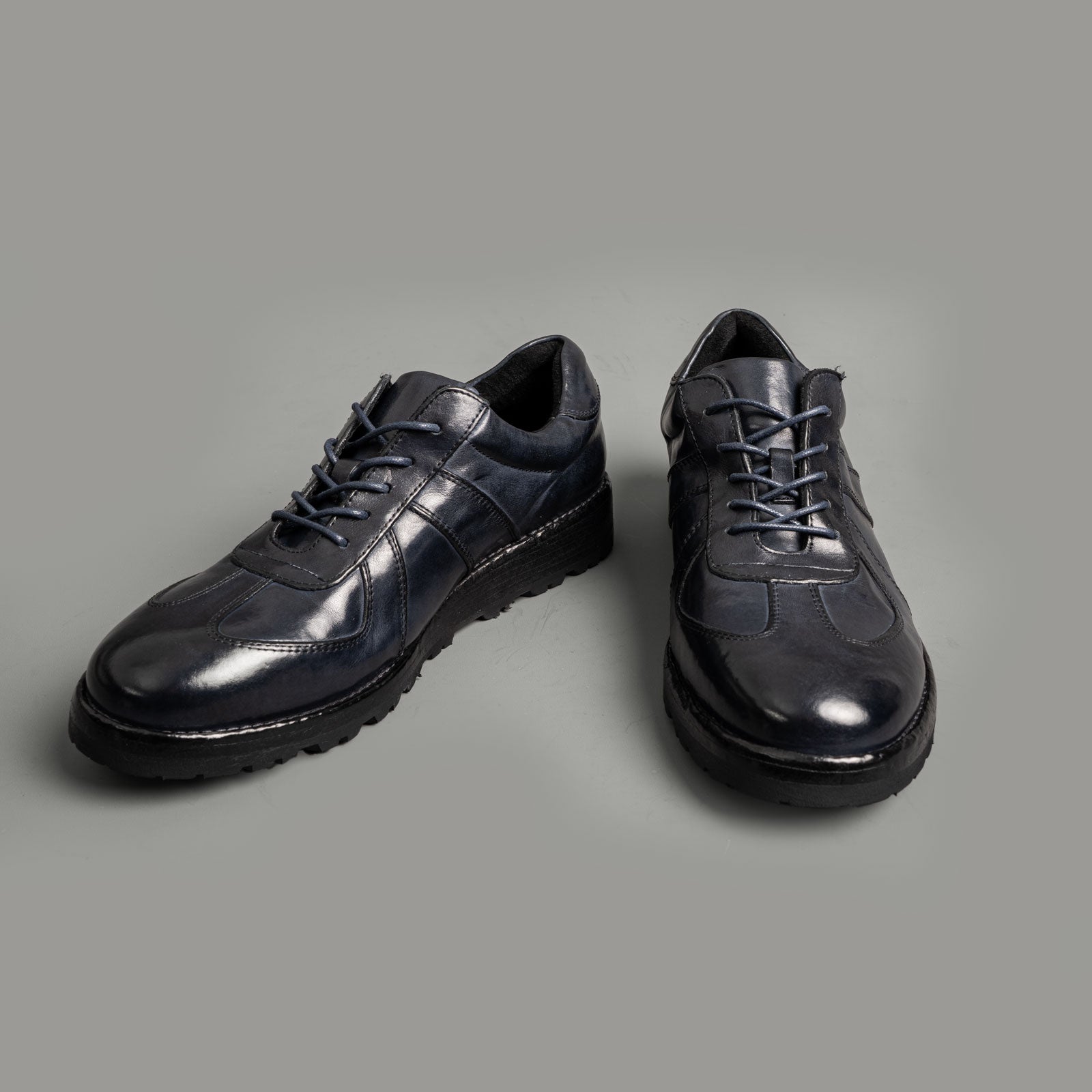 Washed Leather Lace-Up Shoes Ink Navy