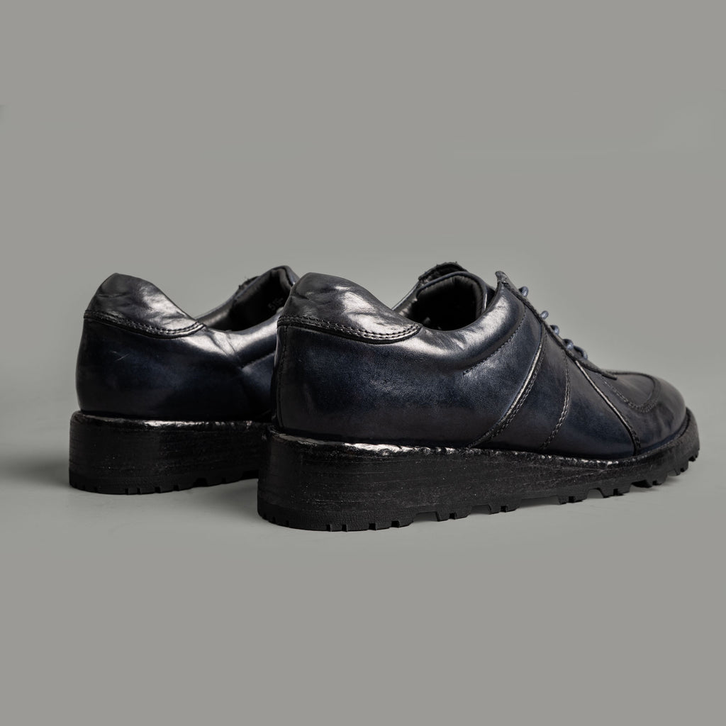 Washed Leather Lace-Up Shoes Ink Navy