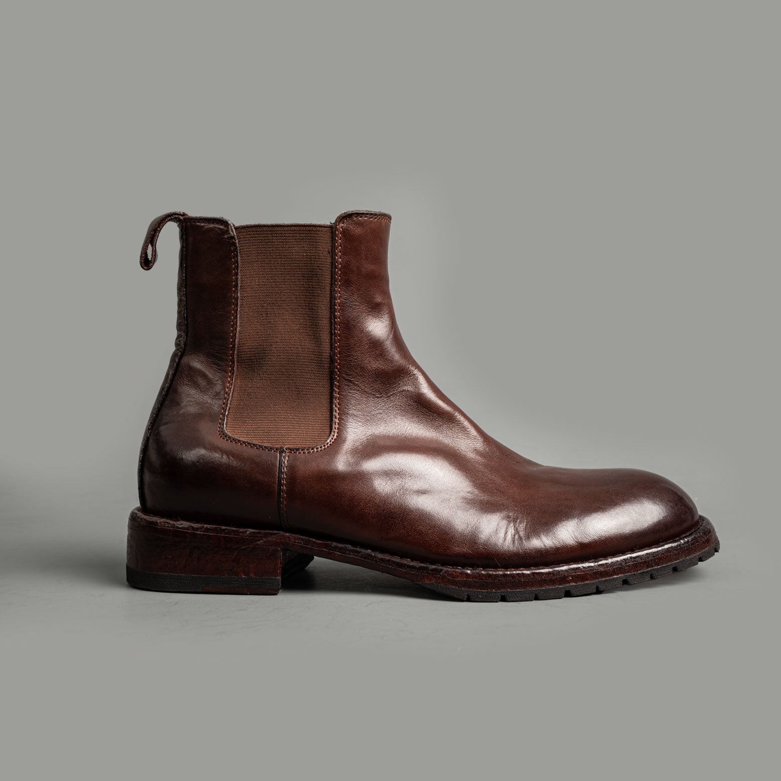 Washed Leather Chelsea Boots Mahogany