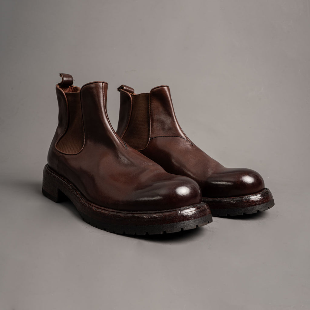 Washed Cowhide Leather Chelsea Boots