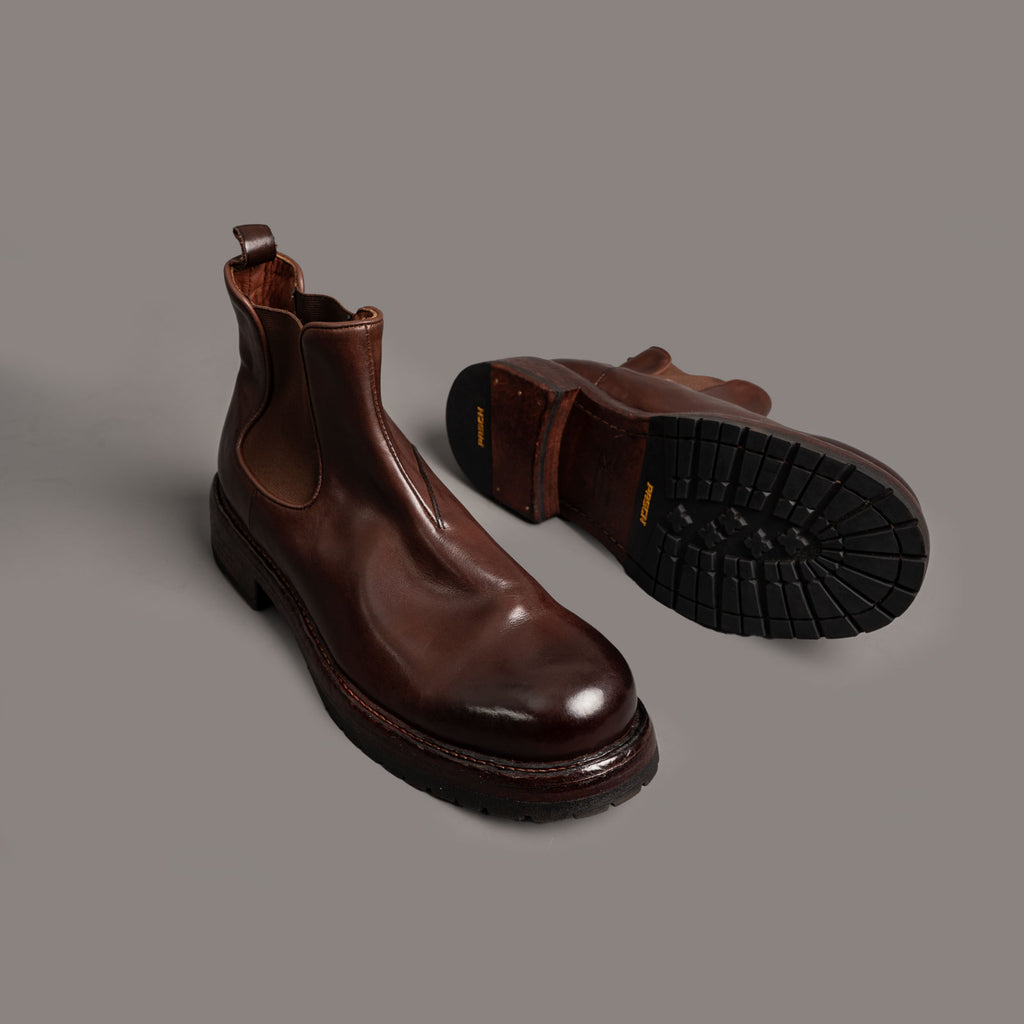 Washed Cowhide Leather Chelsea Boots