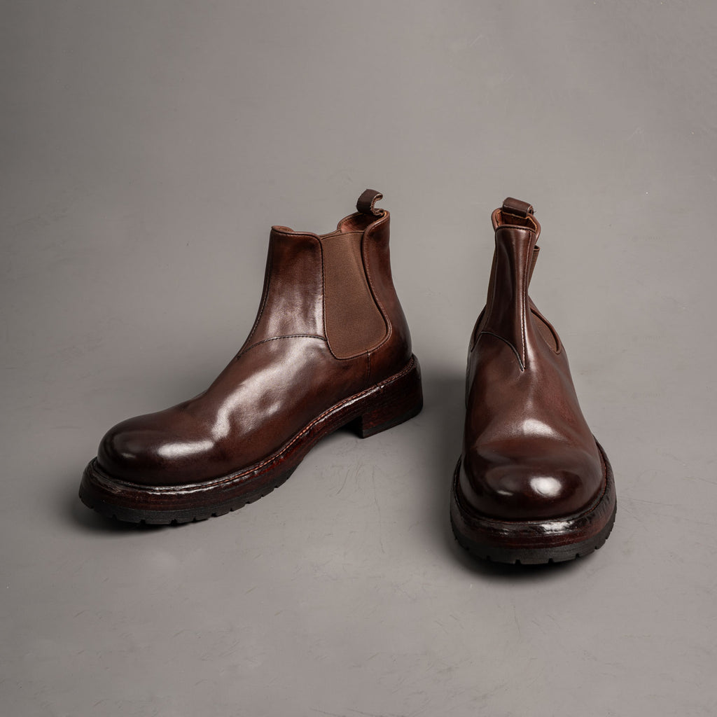 Washed Cowhide Leather Chelsea Boots