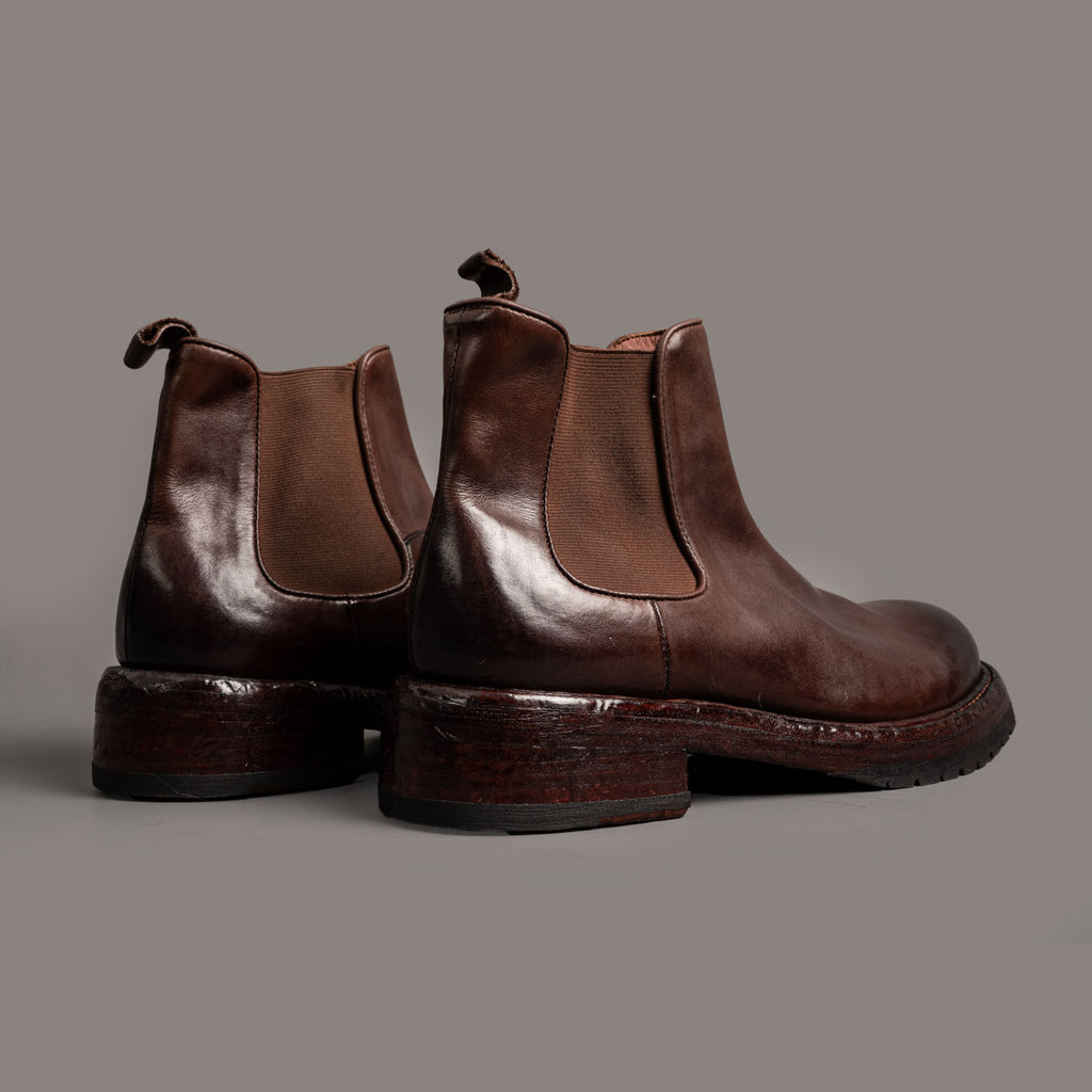 Washed Cowhide Leather Chelsea Boots