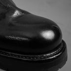 Washed Black Leather Chunky Chelsea Boots