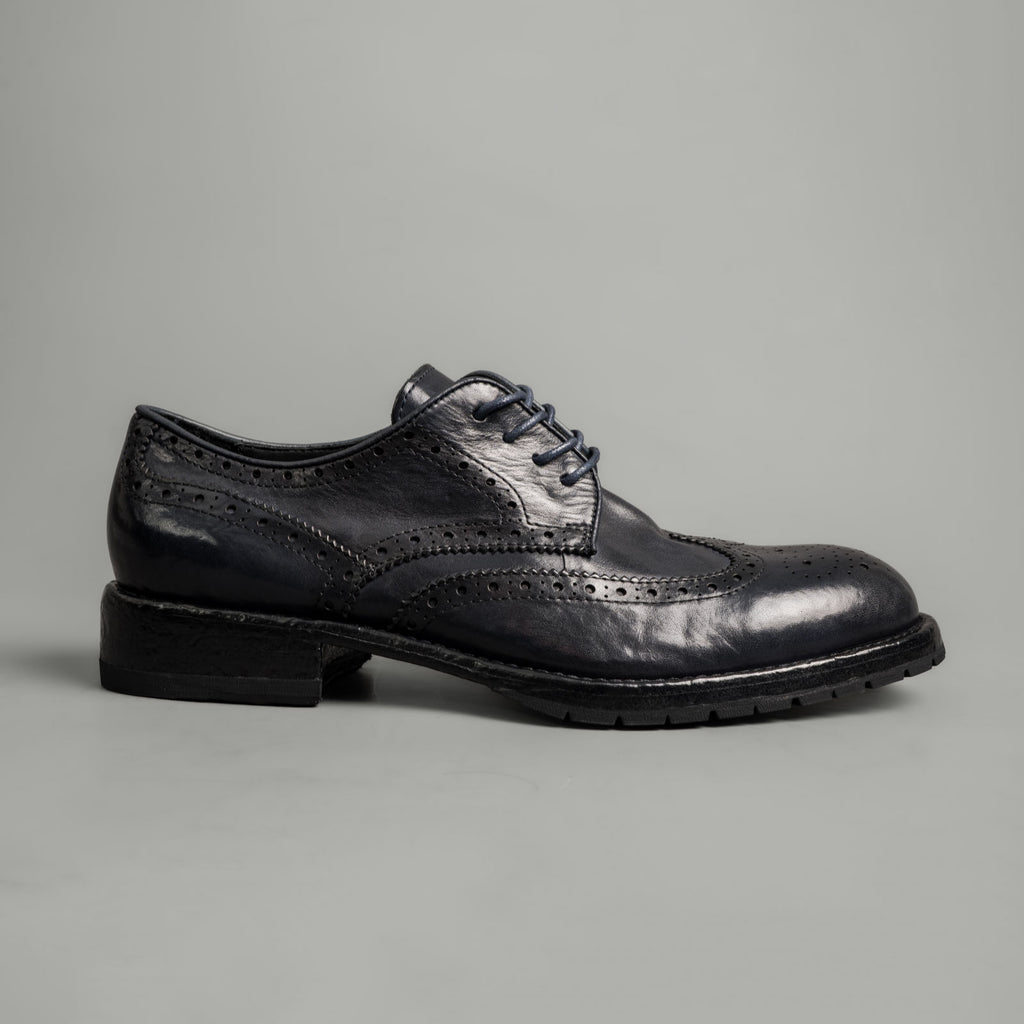 Midnight Navy Washed Leather Brogue Derbies