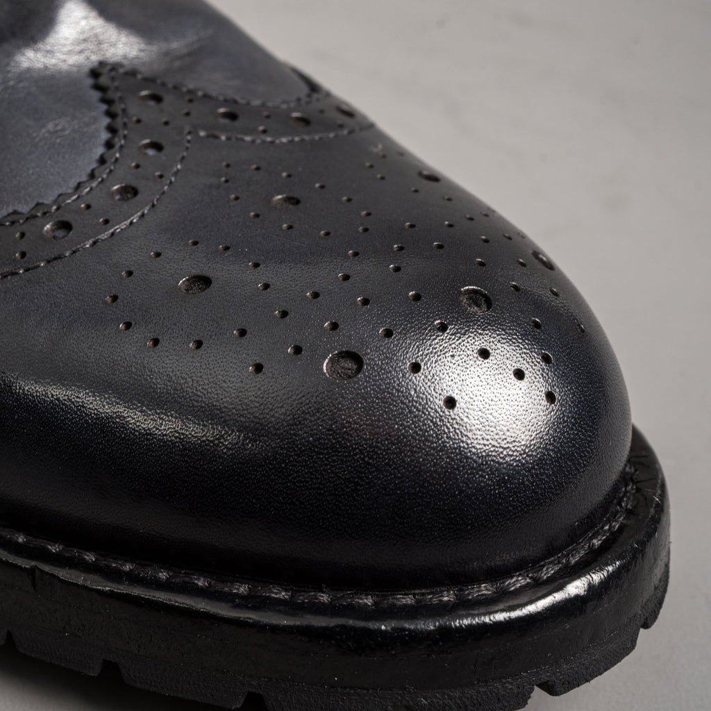 Midnight Navy Washed Leather Brogue Derbies