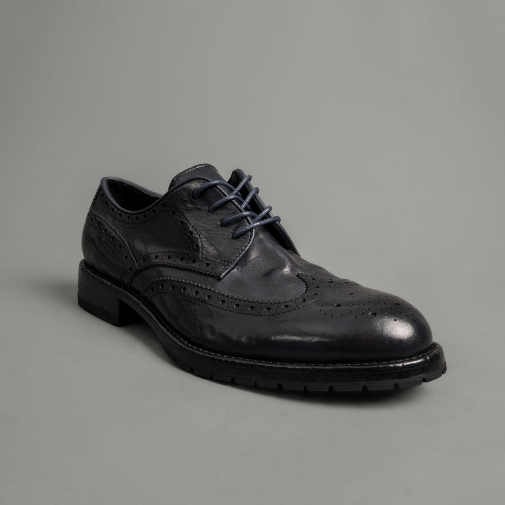 Midnight Navy Washed Leather Brogue Derbies