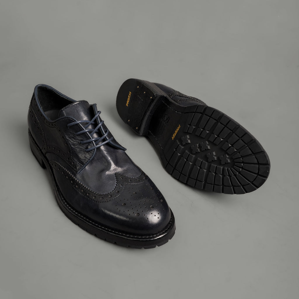 Midnight Navy Washed Leather Brogue Derbies
