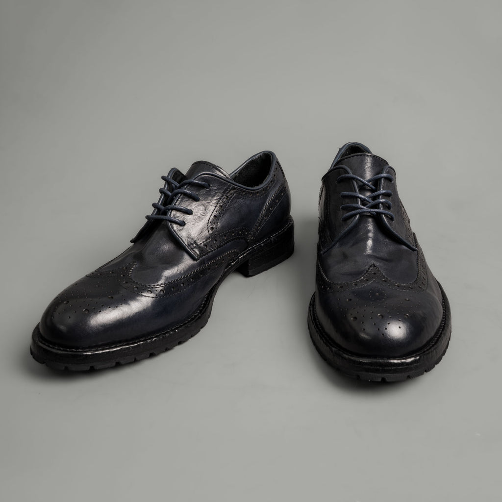 Midnight Navy Washed Leather Brogue Derbies