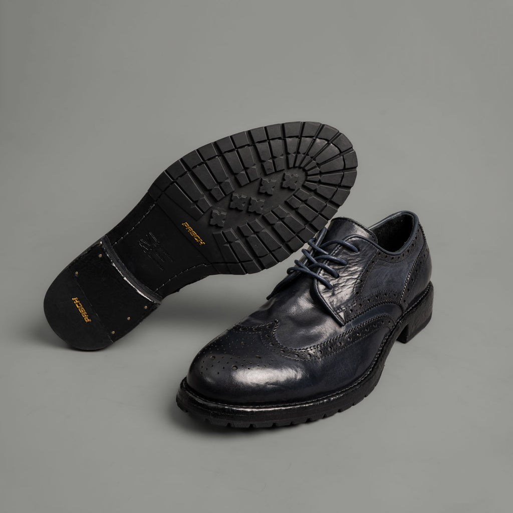 Midnight Navy Washed Leather Brogue Derbies