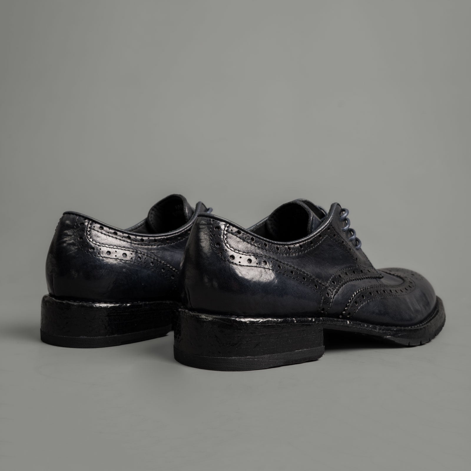 Midnight Navy Washed Leather Brogue Derbies