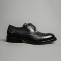 Black Washed Leather Brogue Derby Shoes