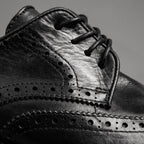 Black Washed Leather Brogue Derby Shoes