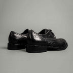 Black Washed Leather Brogue Derby Shoes