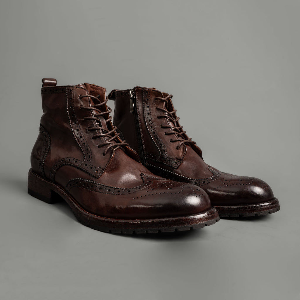 Heritage Brown Washed Leather Martin Boots