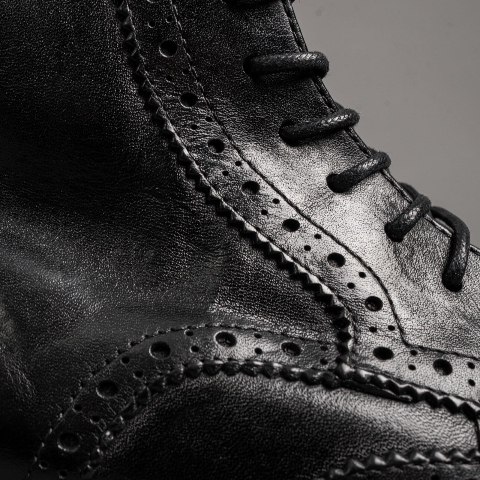 Polished Black Washed Leather Martin Boots