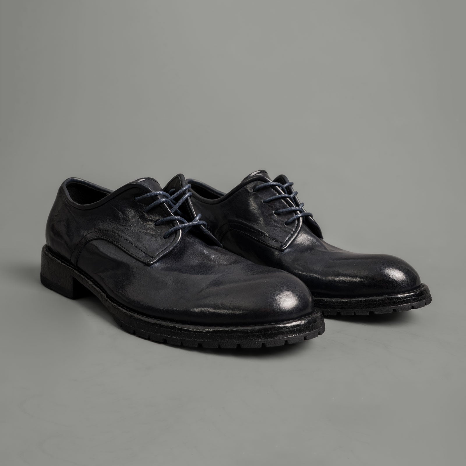 Midnight Navy Washed Leather Derby Shoes