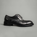Black Washed Leather Derby Shoes