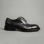 Black Washed Leather Derby Shoes