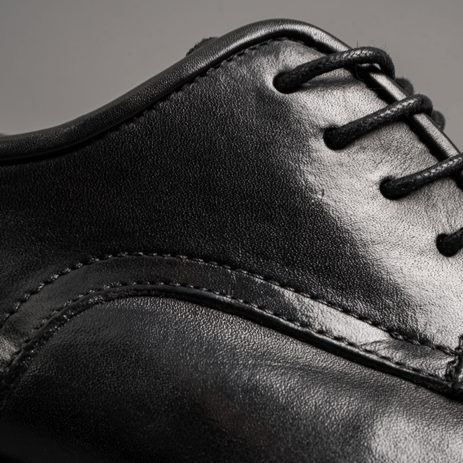 Black Washed Leather Derby Shoes