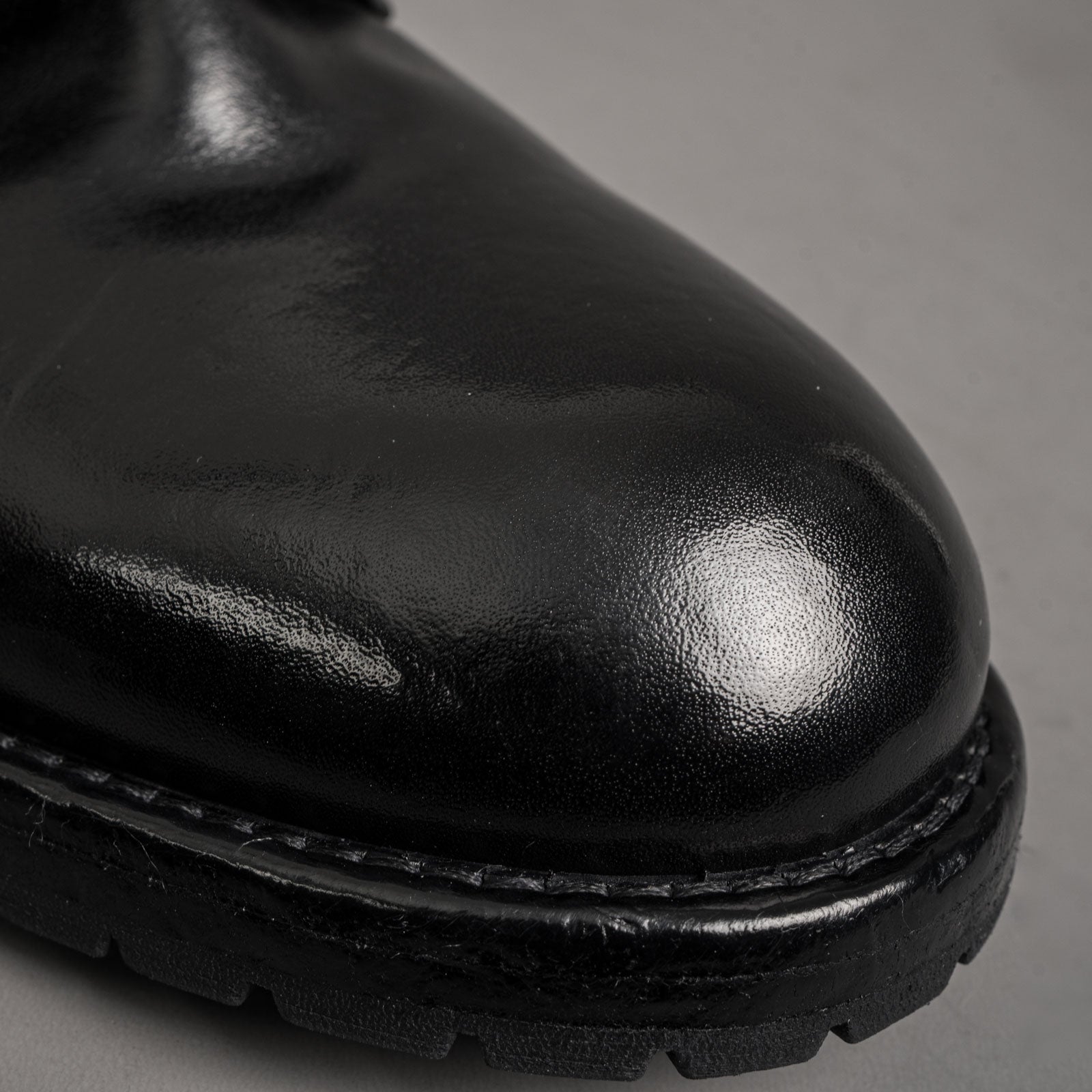 Black Washed Leather Derby Shoes