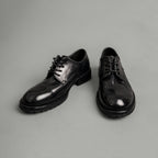 Black Washed Leather Derby Shoes