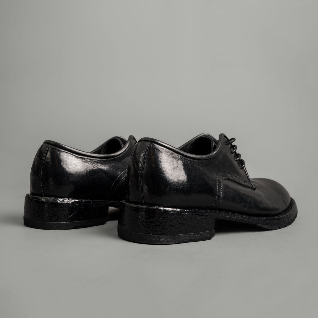 Black Washed Leather Derby Shoes