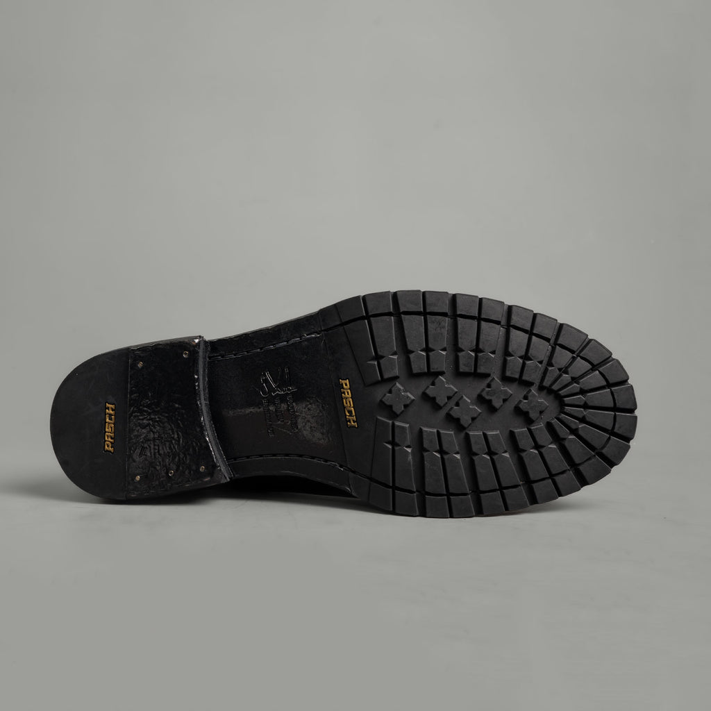 Black Washed Leather Derby Shoes