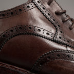 Washed Polished Leather Derby Shoes Brown
