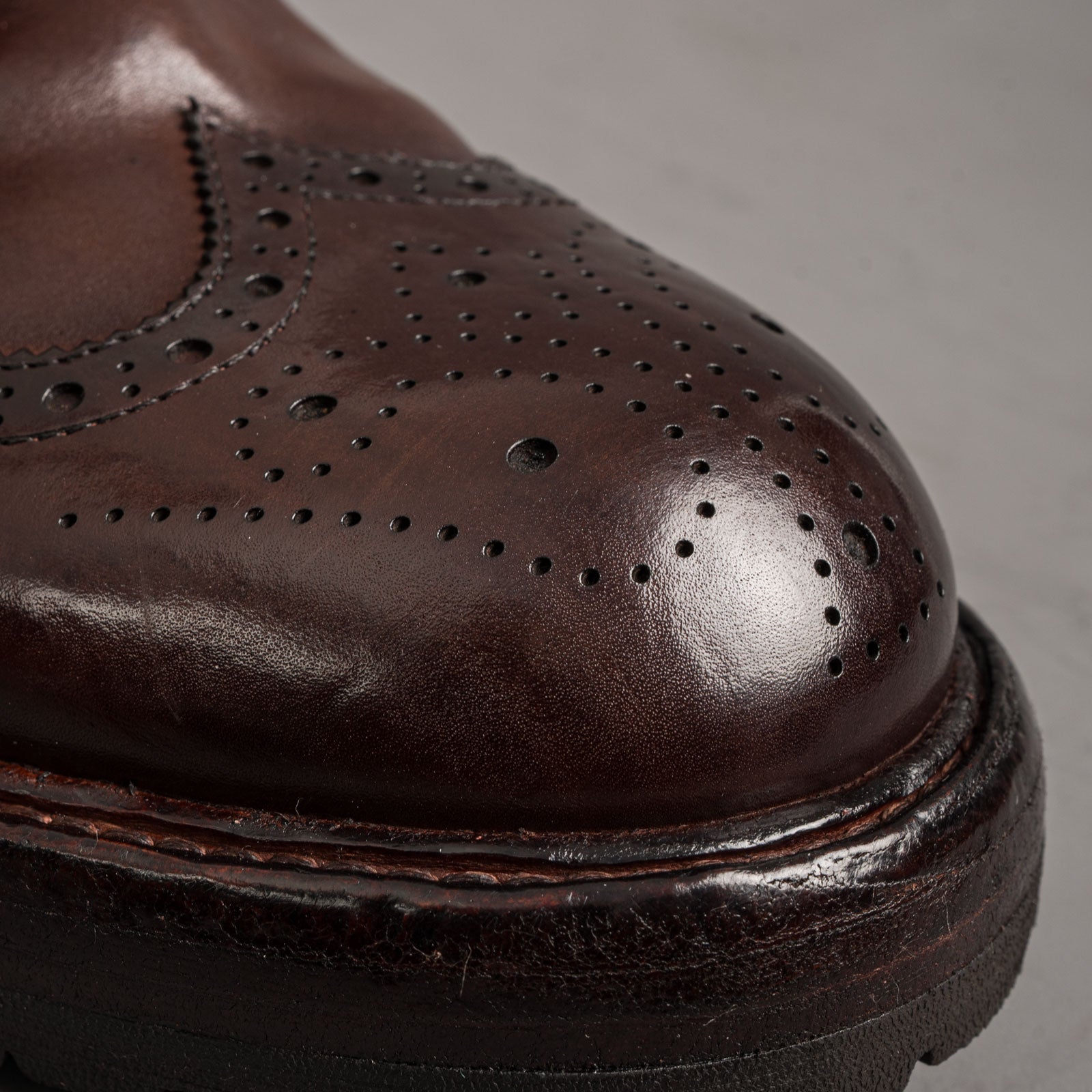 Washed Polished Leather Derby Shoes Brown