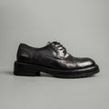 Washed Polished Leather Derby Shoes Black