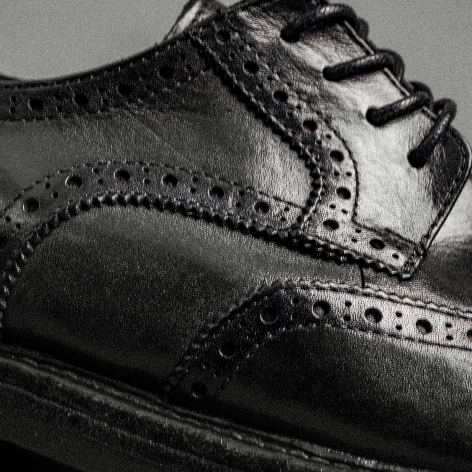 Washed Polished Leather Derby Shoes Black