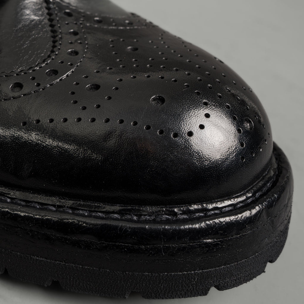 Washed Polished Leather Derby Shoes Black