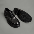 Washed Polished Leather Derby Shoes Black