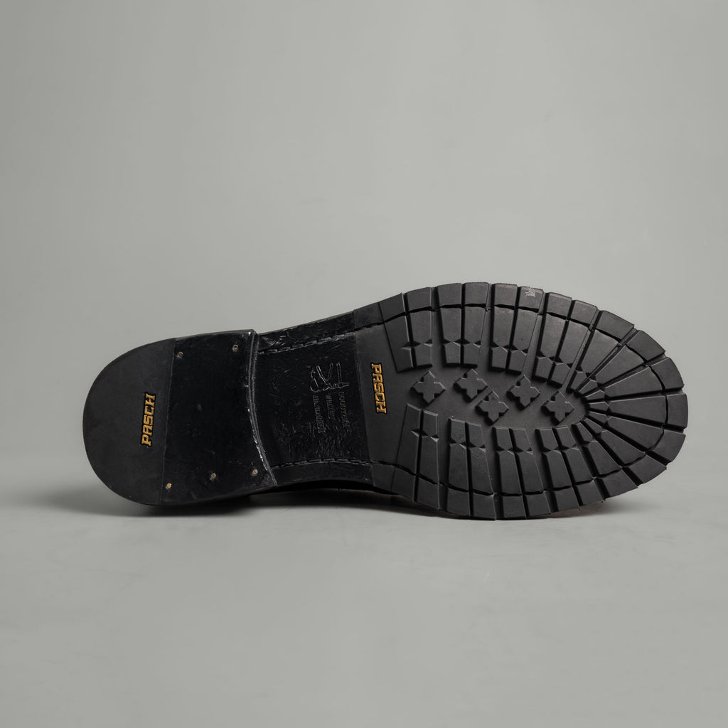 Washed Polished Leather Derby Shoes Black