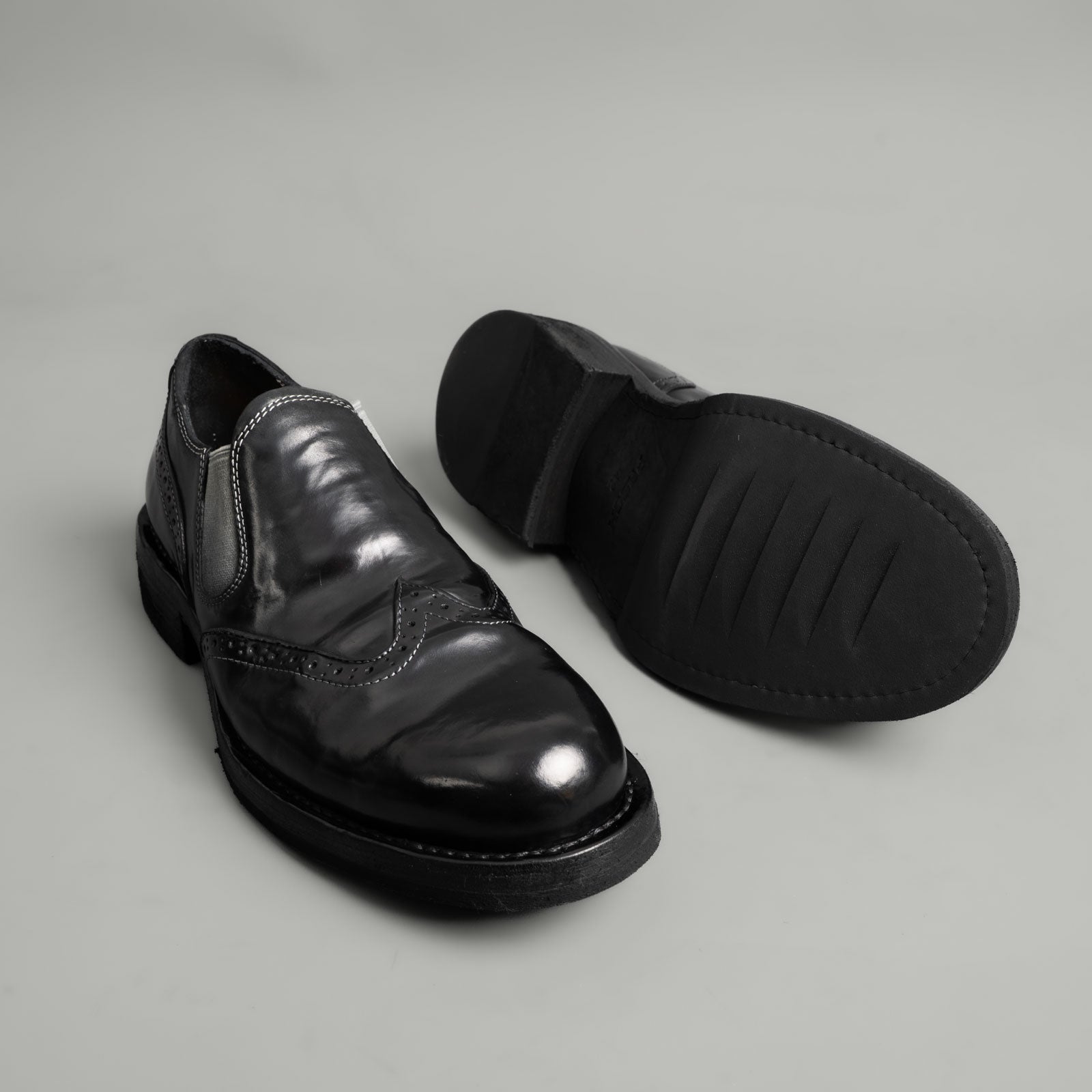 Black Cordovan Brogue Slip-On