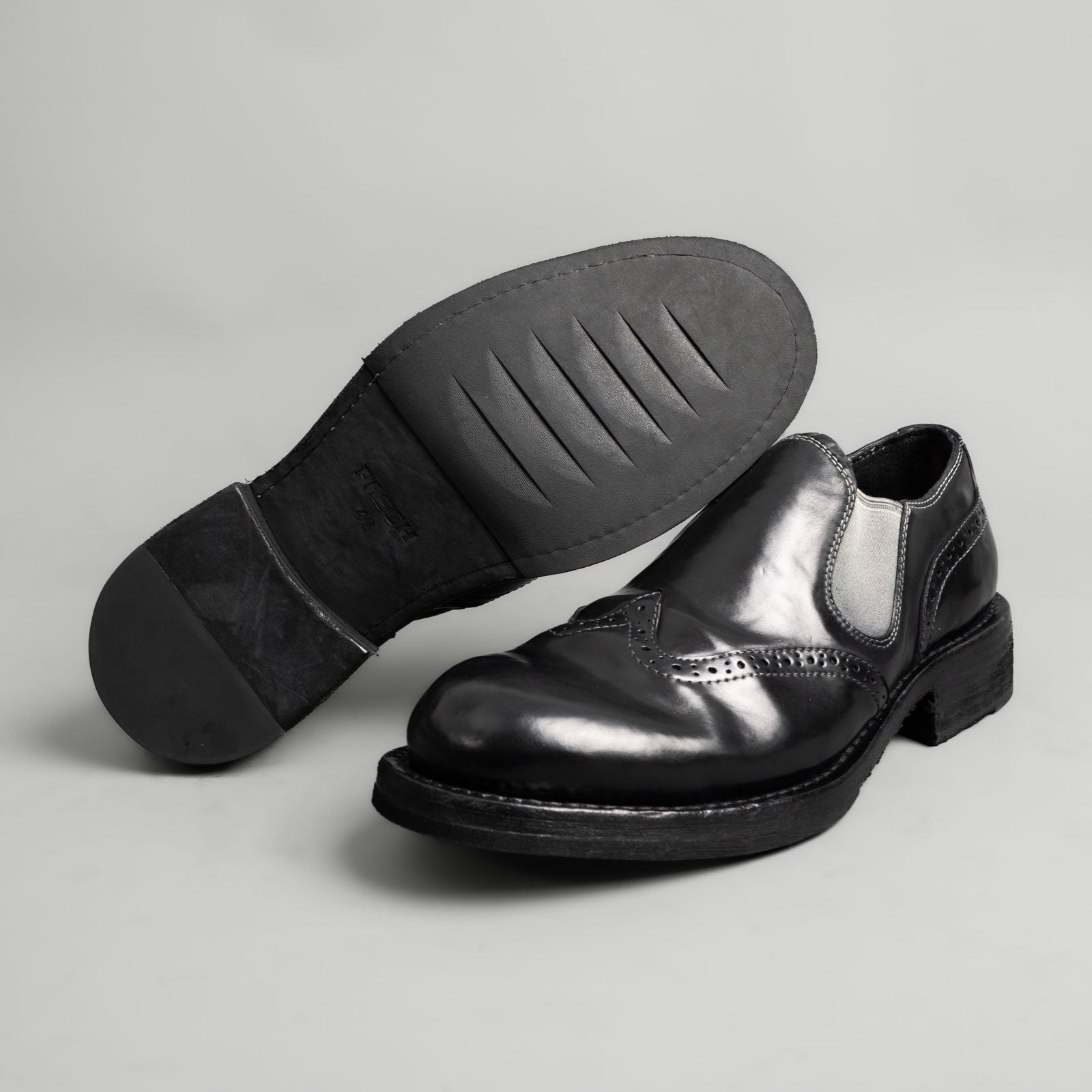 Black Cordovan Brogue Slip-On