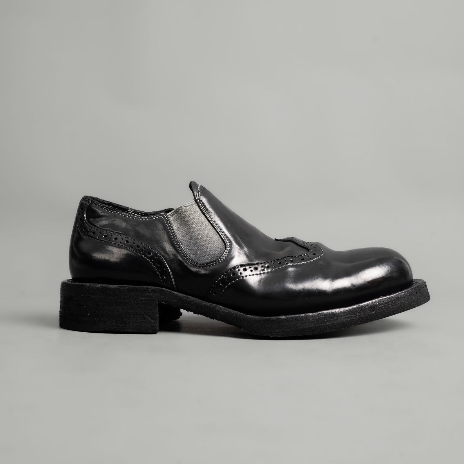 Black Cordovan Brogue Slip-On