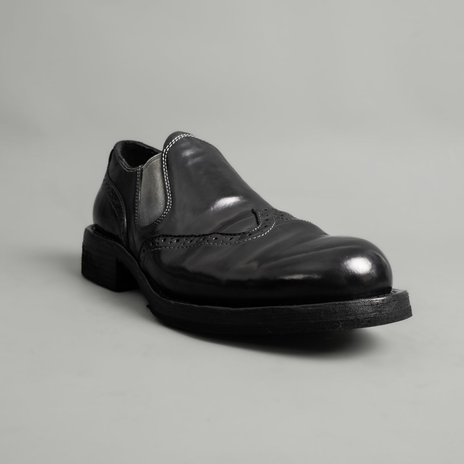 Black Cordovan Brogue Slip-On